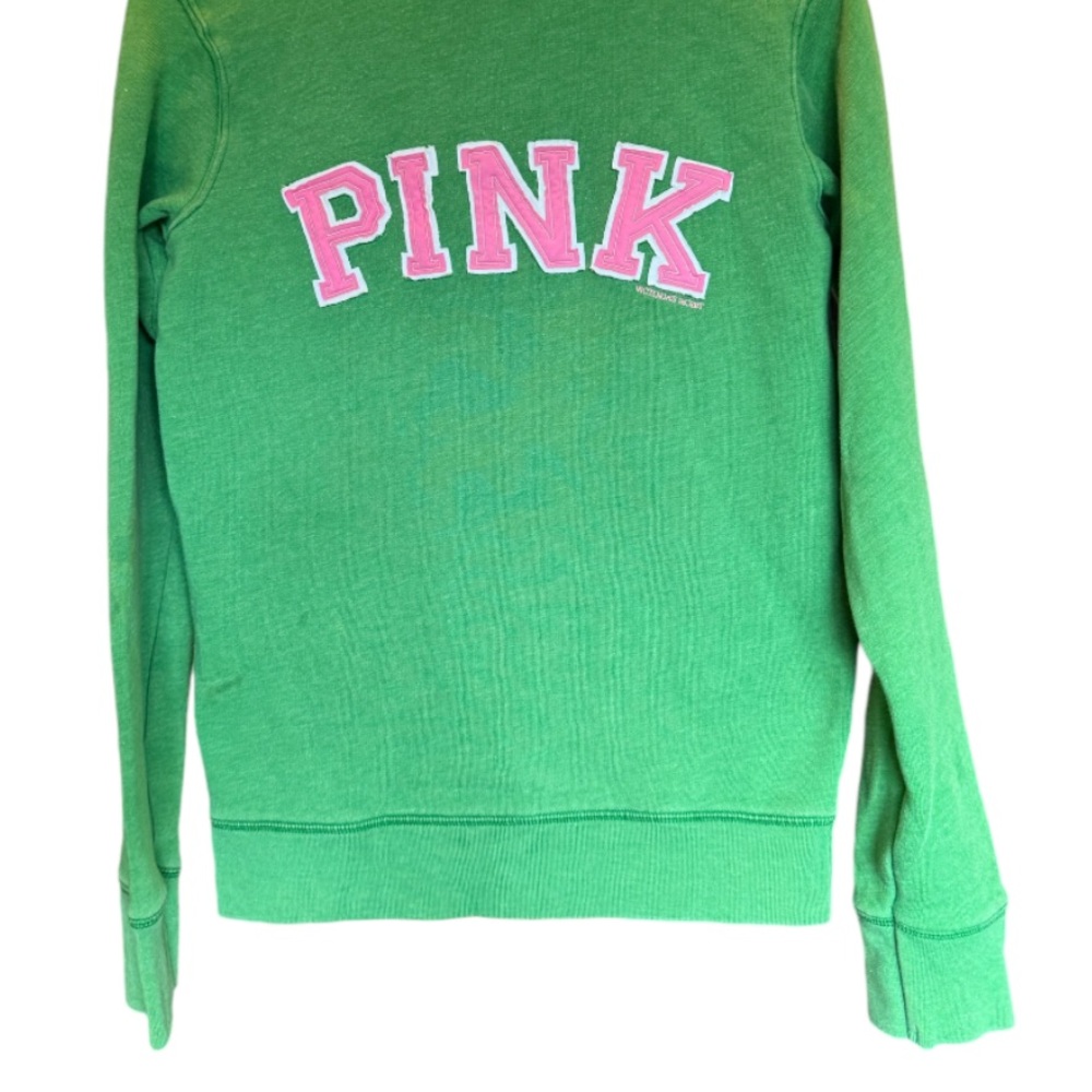 Y2k PINK Victoria’s Secret Pullover Hoodie Kangaroo Pockets VNECK Sweatshirt - Picture 5 of 13